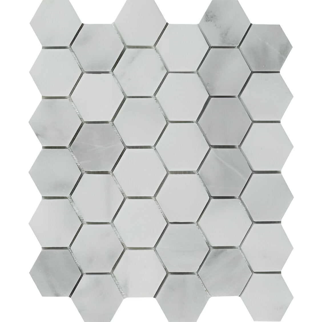 Bianco Venatino (Bianco Mare) Marble Polished 2" Hexagon Mosaic Tile-Marble Mosaic-American Tile Depot