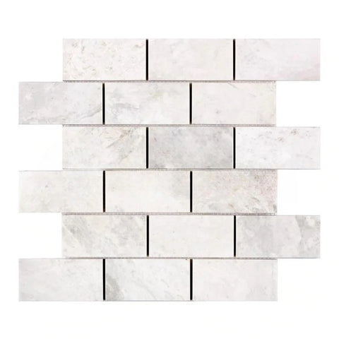 2 X 4 Bianco Congelato Dolomite Leathered Brick Mosaic Tile