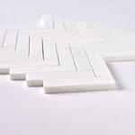 1×4 Bianco Dolomite Polished Herringbone Marble Mosaic Tile-Marble Mosaic-American Tile Depot