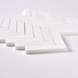 1×4 Bianco Dolomite Polished Herringbone Marble Mosaic Tile-Marble Mosaic-American Tile Depot