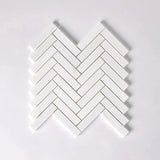 1×4 Bianco Dolomite Polished Herringbone Marble Mosaic Tile-Marble Mosaic-American Tile Depot