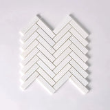 1 X 4 Bianco Dolomite Honed Herringbone Marble Mosaic Tile