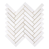 1×4 Bianco Dolomite Polished Herringbone Marble Mosaic Tile