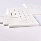 1 X 6 Bianco Dolomite Honed Herringbone Marble Mosaic Tile-Marble Mosaic-American Tile Depot