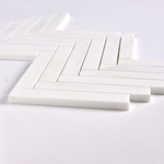 1×6 Bianco Dolomite Polished Herringbone Marble Mosaic Tile-Marble Mosaic-American Tile Depot