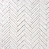 1×6 Bianco Dolomite Polished Herringbone Marble Mosaic Tile-Marble Mosaic-American Tile Depot