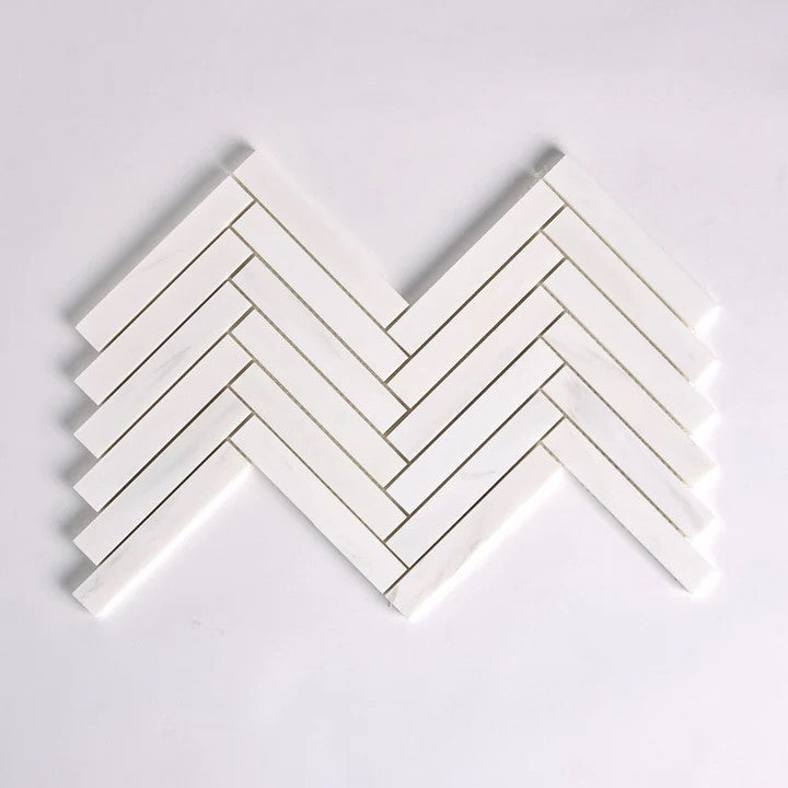 1 X 6 Bianco Dolomite Honed Herringbone Marble Mosaic Tile-Marble Mosaic-American Tile Depot