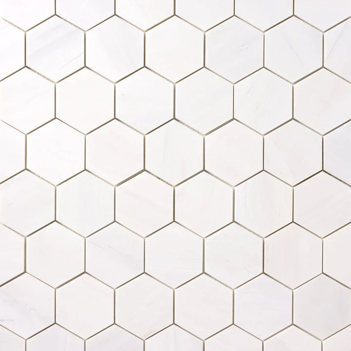 Bianco Dolomite Polished 2" Hexagon Marble Mosaic Tile-Marble Mosaic-American Tile Depot