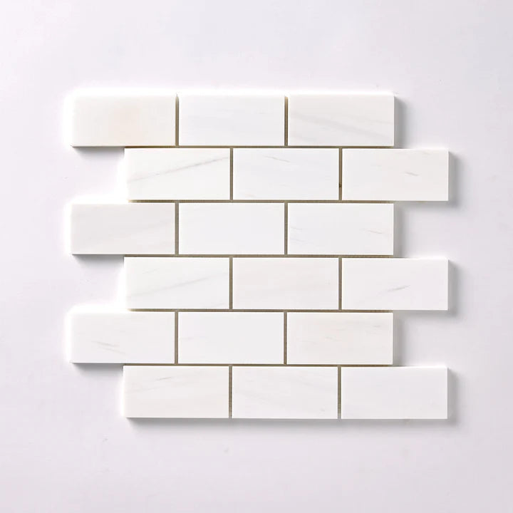 2 X 4 Bianco Dolomite Polished Brick Marble Mosaic Tile-Marble Mosaic-American Tile Depot