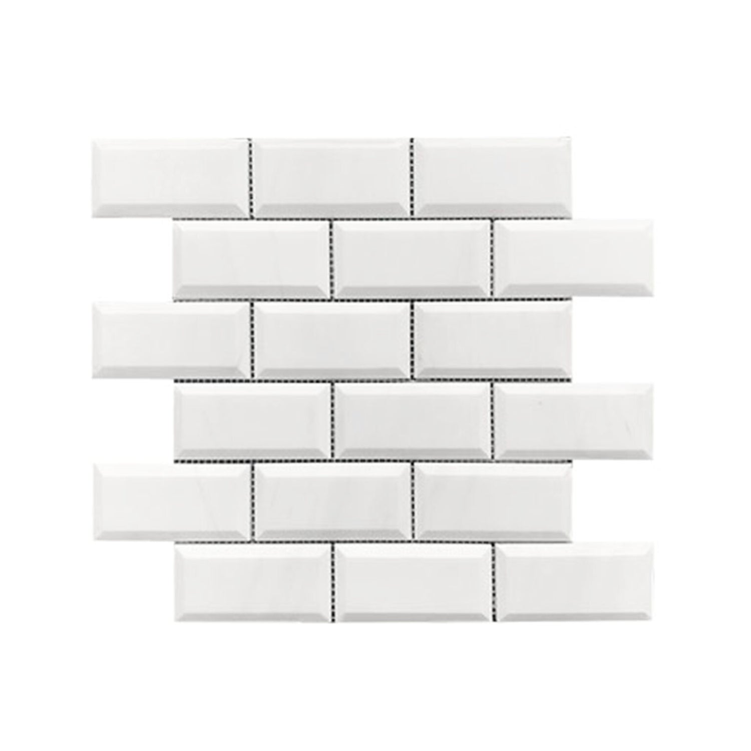 2 X 4 Bianco Dolomite Honed & Beveled Brick Marble Mosaic Tile-Marble Mosaic-American Tile Depot