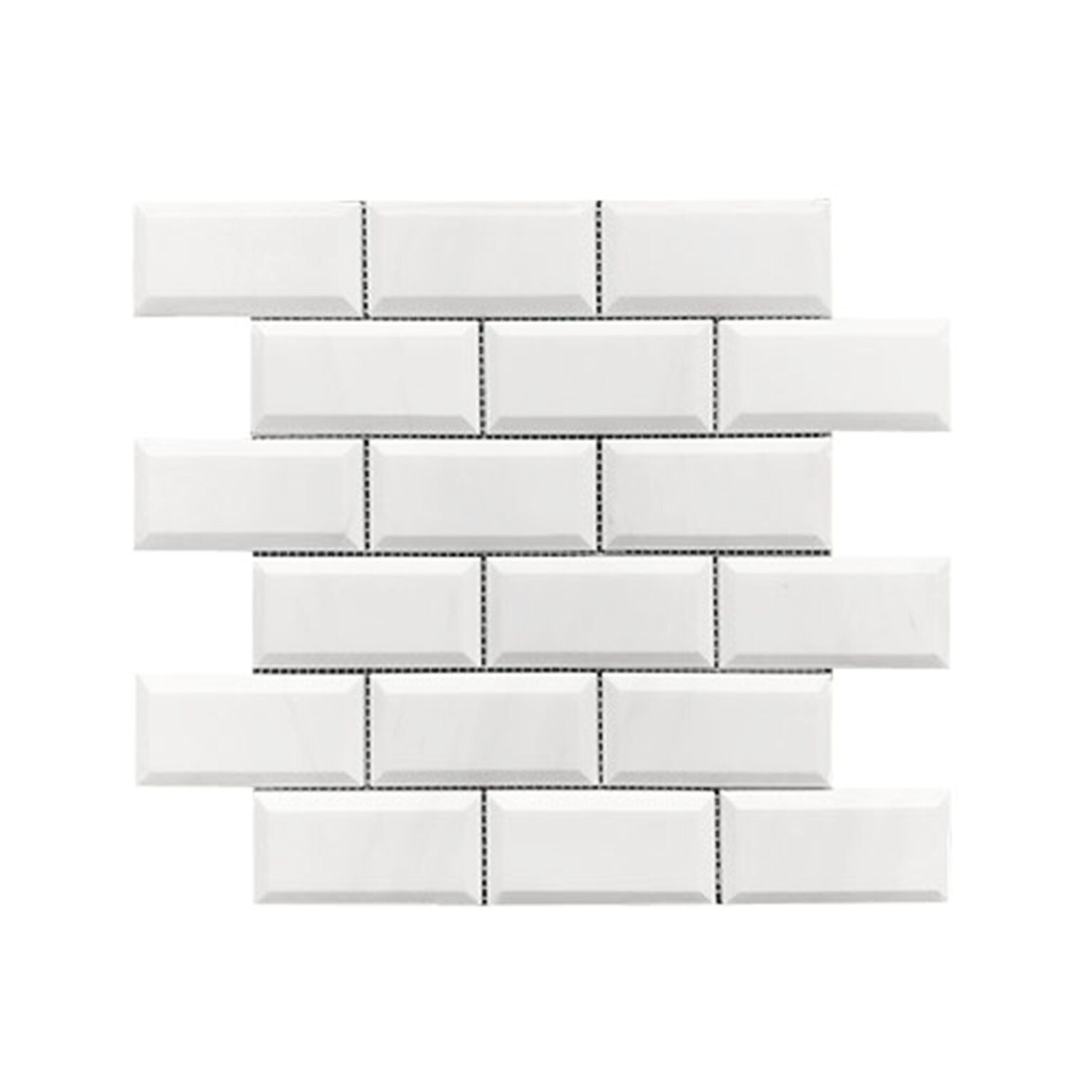 2 X 4 Bianco Dolomite Honed & Beveled Brick Marble Mosaic Tile-Marble Mosaic-American Tile Depot