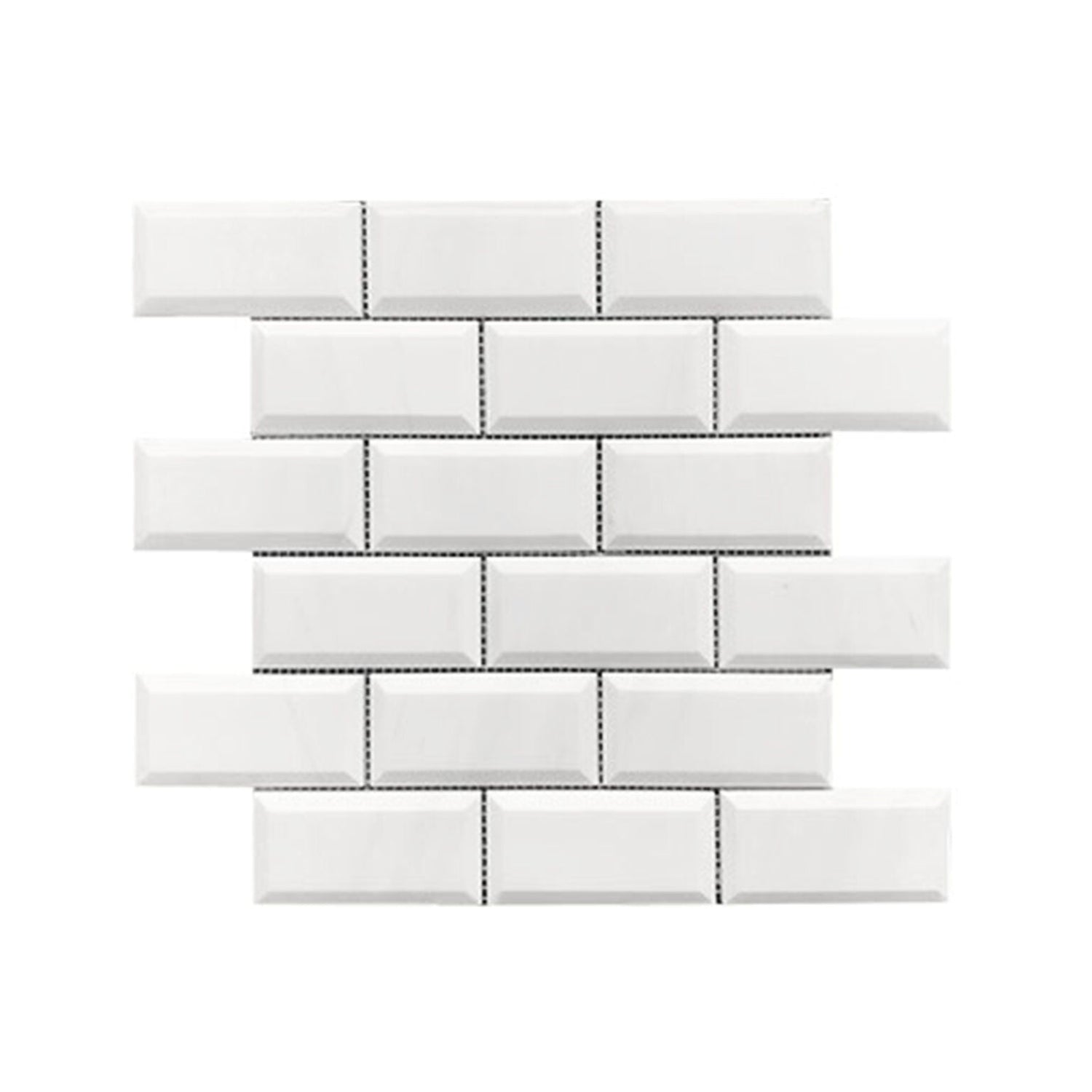 2 X 4 Bianco Dolomite Polished & Beveled Brick Marble Mosaic Tile-Marble Mosaic-American Tile Depot