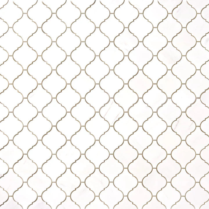 Bianco Dolomite Honed 3" Lantern Arabesque Marble Mosaic Tile-Marble Mosaic-American Tile Depot