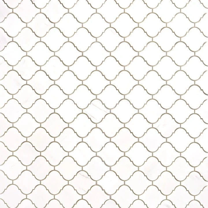 Bianco Dolomite Honed 3" Lantern Arabesque Marble Mosaic Tile-Marble Mosaic-American Tile Depot