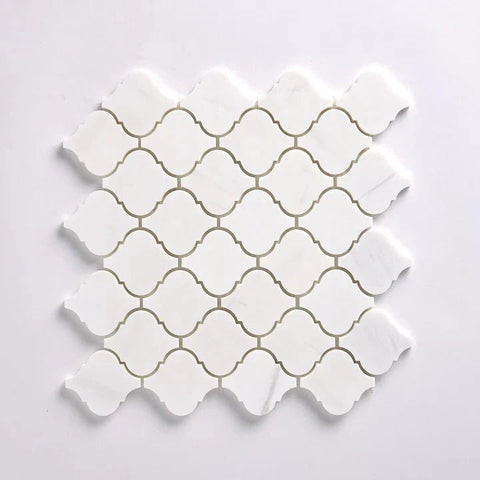 Bianco Dolomite Honed 3" Lantern Arabesque Marble Mosaic Tile