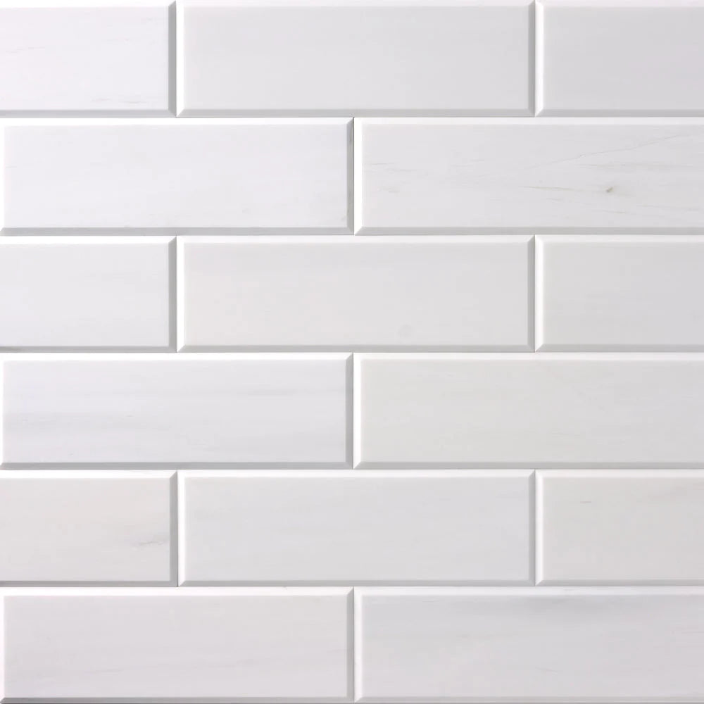 4 X 12 Bianco Dolomite Polished & Beveled Marble Field Tile-Marble Tile-American Tile Depot