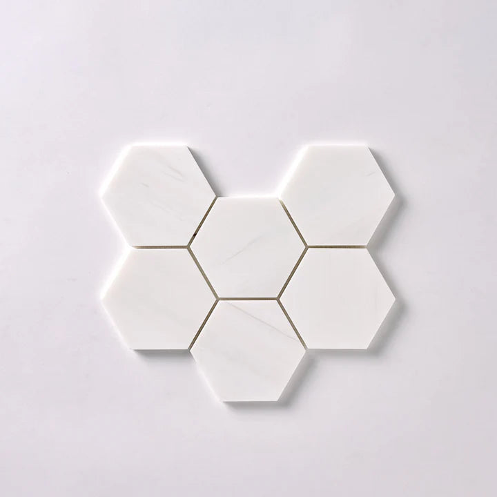 Bianco Dolomite Honed 4" Hexagon Marble Mosaic Tile-Marble Mosaic-American Tile Depot