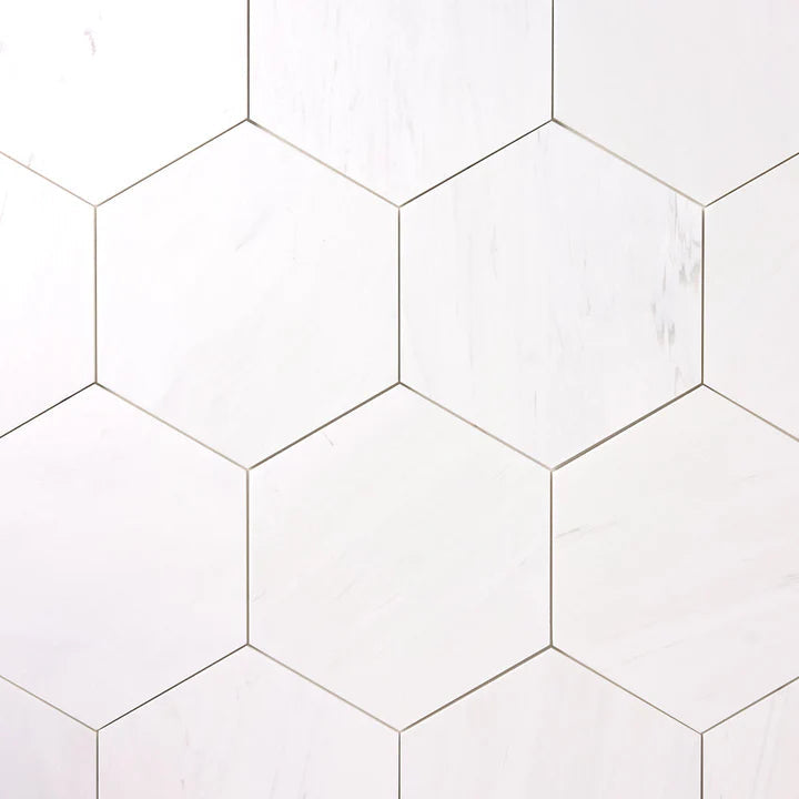 Bianco Dolomite Polished 4" Hexagon Marble Mosaic Tile-Marble Mosaic-American Tile Depot