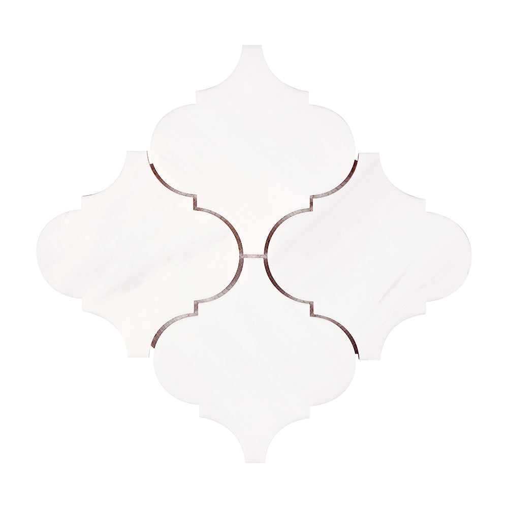 Bianco Dolomite Honed 6" Lantern Arabesque Marble Mosaic Tile-Marble Mosaic-American Tile Depot