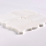 Bianco Dolomite Polished 6" Lantern Arabesque Marble Mosaic Tile