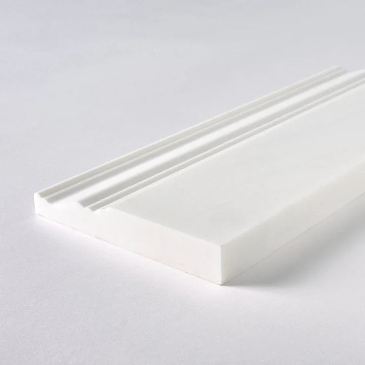 Bianco Dolomite Honed Marble 4 3/4" X 12" Baseboard Trim Molding-Marble Molding/Trim-American Tile Depot