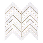 Sample of Bianco Dolomite Honed Large Chevron Marble Mosaic Tile-Marble Mosaic-American Tile Depot