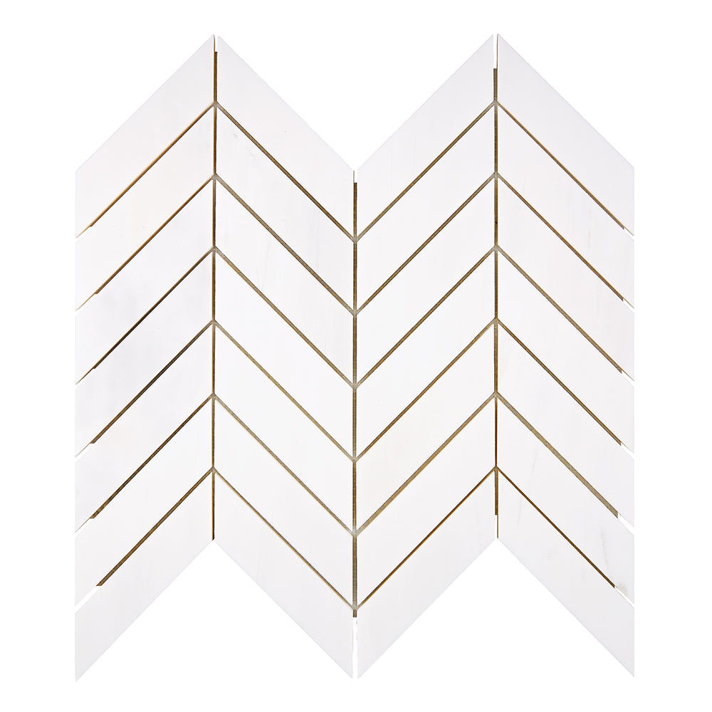 Sample of Bianco Dolomite Honed Large Chevron Marble Mosaic Tile-Marble Mosaic-American Tile Depot