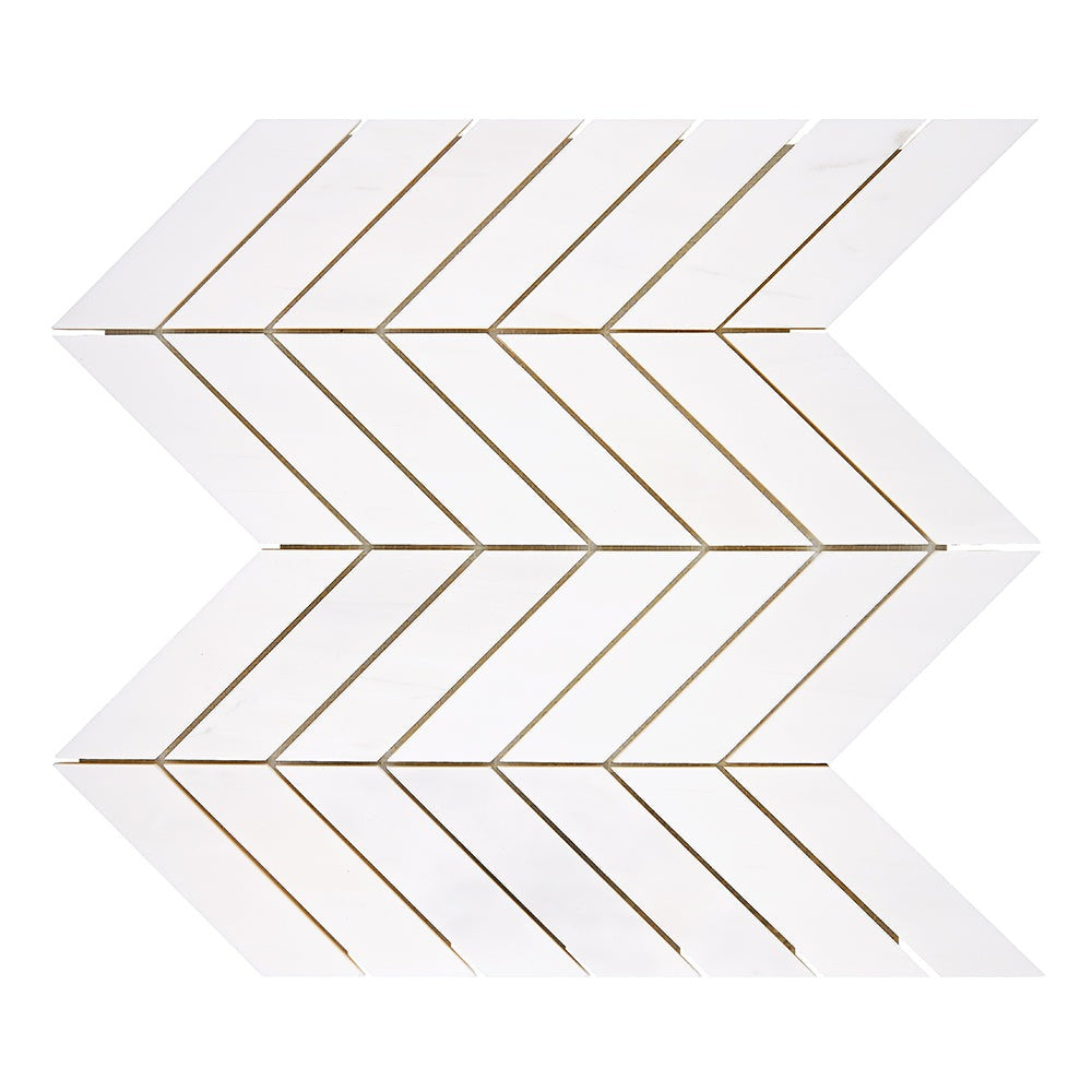 Bianco Dolomite Honed Large Chevron Marble Mosaic Tile-Marble Mosaic-American Tile Depot