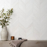 Bianco Dolomite Honed Large Chevron Marble Mosaic Tile