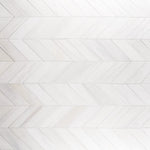 Bianco Dolomite Polished Large Chevron Marble Mosaic Tile-Marble Mosaic-American Tile Depot