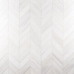 Bianco Dolomite Polished Large Chevron Marble Mosaic Tile-Marble Mosaic-American Tile Depot