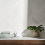 Bianco Dolomite Polished Large Chevron Marble Mosaic Tile-Marble Mosaic-American Tile Depot