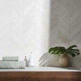 Bianco Dolomite Polished Large Chevron Marble Mosaic Tile