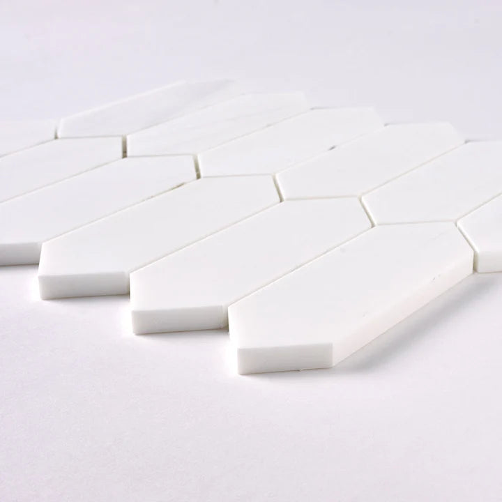 Bianco Dolomite Honed Picket Marble Mosaic Tile-Marble Mosaic-American Tile Depot