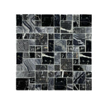 Black & Cream Marble Look Glass & Stone Mosaic Tile-Glass Mosaic-American Tile Depot