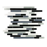 Black & Gray Random Strip Mix Glass Mosaic Tile-Glass Mosaic-American Tile Depot