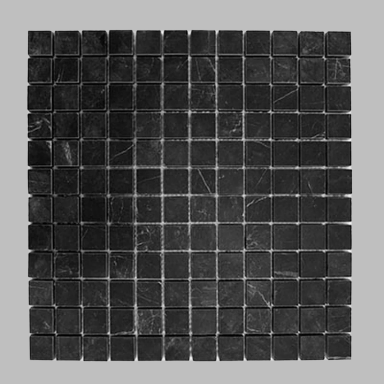 1 X 1 Black Marquina Marble Honed Mosaic Tile-Marble Mosaic-American Tile Depot