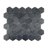 Black Marquina Marble Honed 2" Hexagon Mosaic Tile-Marble Mosaic-American Tile Depot