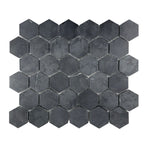 Black Marquina Marble Honed 2" Hexagon Mosaic Tile-Marble Mosaic-American Tile Depot