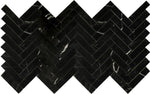 Black Marquina Marble Polished 1 x 4 Herringbone Mosaic Tile-Marble Mosaic-American Tile Depot