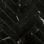 Black Marquina Marble Polished 1.25 x 6 Herringbone Mosaic Tile-Marble Mosaic-American Tile Depot