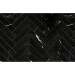 Black Marquina Marble Polished 1.25 x 6 Herringbone Mosaic Tile-Marble Mosaic-American Tile Depot