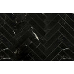 Black Marquina Marble Polished 1.25 x 6 Herringbone Mosaic Tile-Marble Mosaic-American Tile Depot