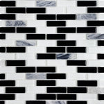 Black & White Linear Glass Mosaic Tile-Glass Mosaic-American Tile Depot