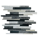 Black & White Random Strip Mix Glass Mosaic Tile-Glass Mosaic-American Tile Depot