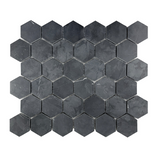 Black Marquina Marble Honed 2" Hexagon Mosaic Tile