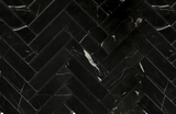 Black Marquina Marble Polished 1.25 x 6 Herringbone Mosaic Tile