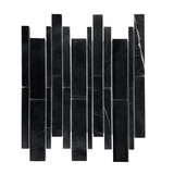 Black Marquina Marble Polished Random Strip Mosaic Tile