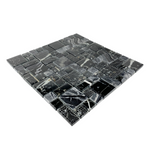 Black & Cream Marble Look Glass & Stone Mosaic Tile-Glass Mosaic-American Tile Depot