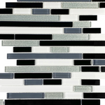 Black & Gray Random Strip Mix Glass Mosaic Tile-Glass Mosaic-American Tile Depot